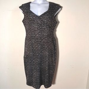 Maggy London Midi Cocktail or Office Dress in Size 16 MidCentury Modern Print